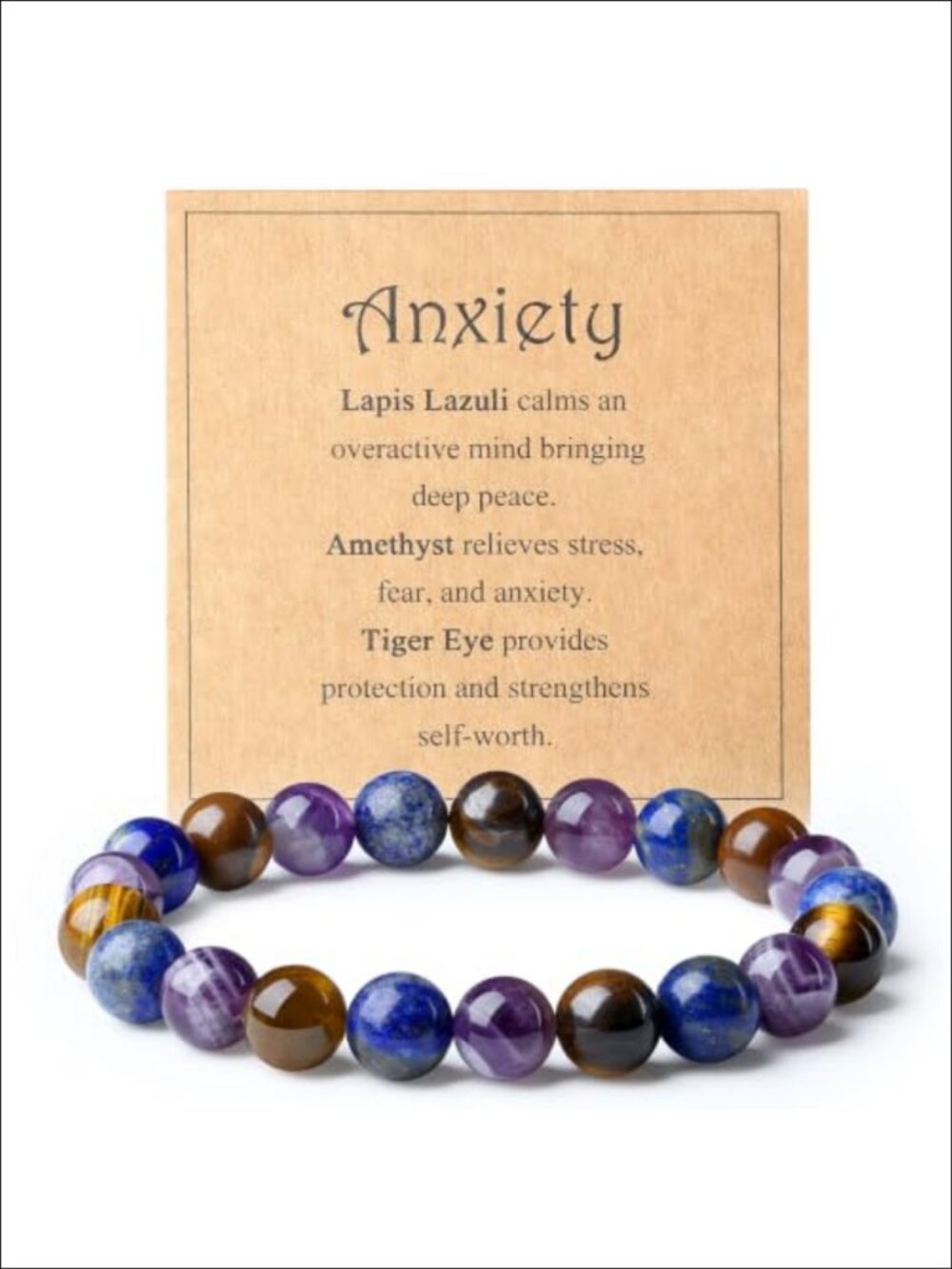 Natural Gemstone Beaded Bracelet for Men - Healing Crystal Anxiety Bracelet